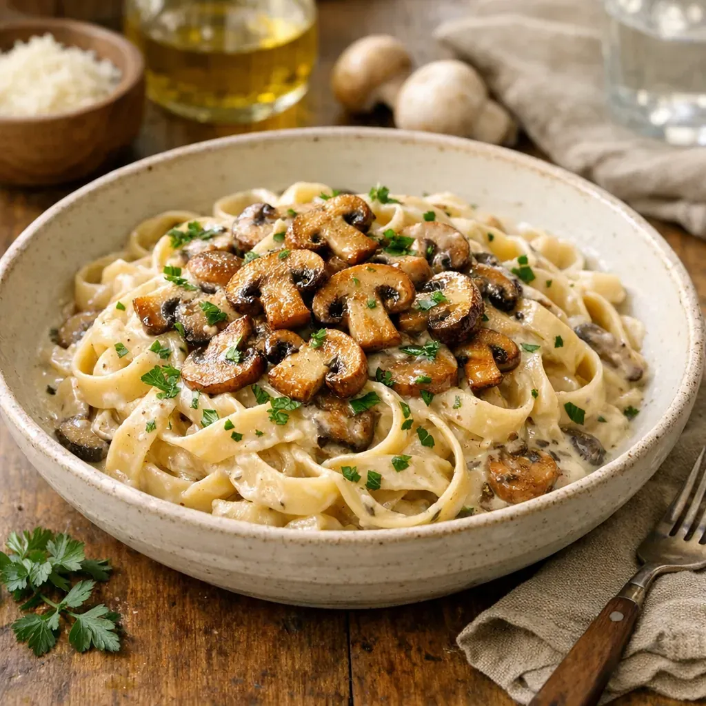 La Recette de Pâtes aux champignons : crémeuse et fiable