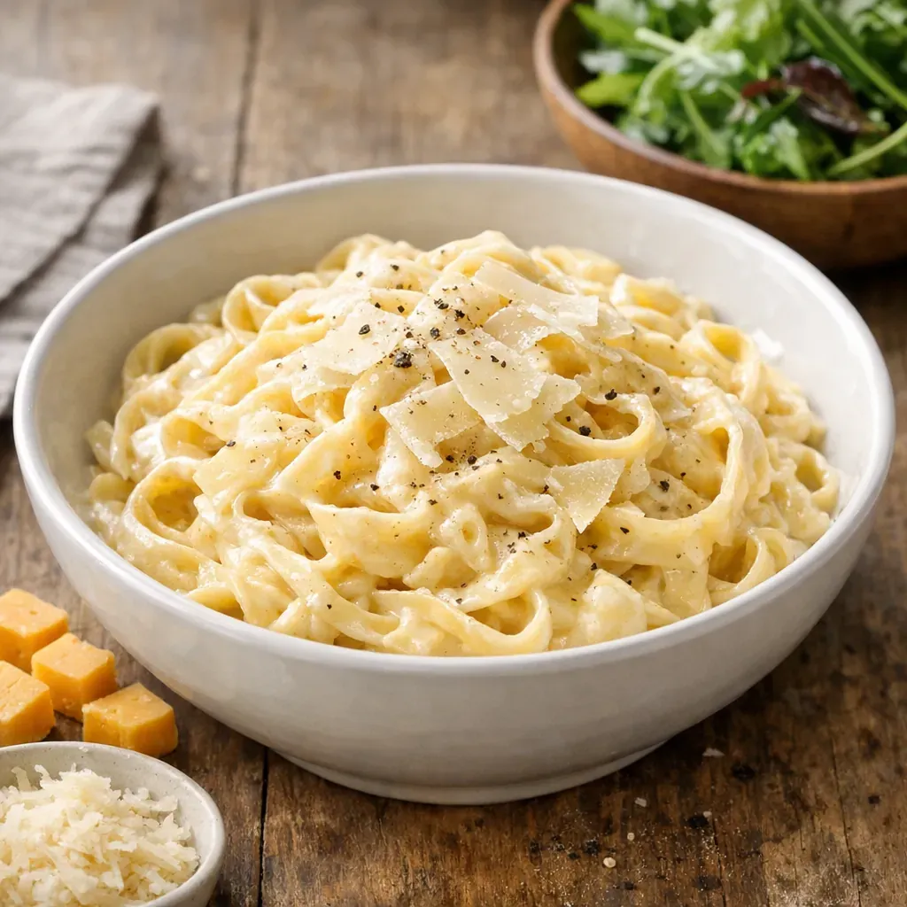 La Recette de Pâtes au fromage : sauce crémeuse en 20 min
