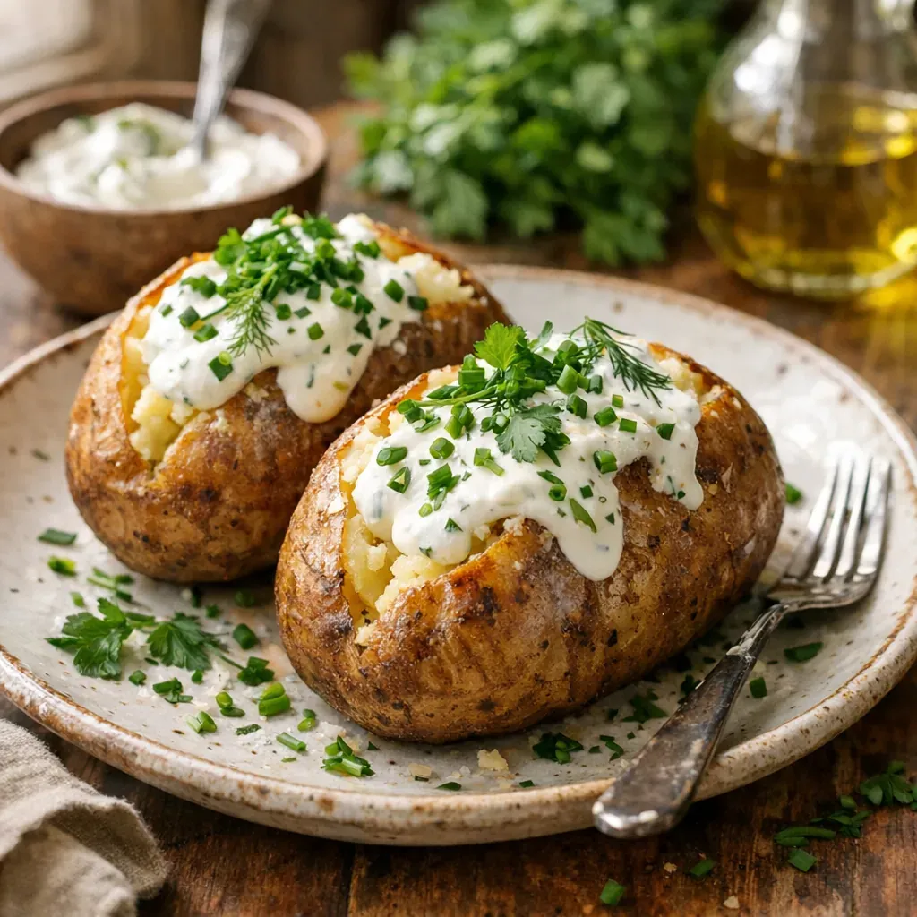 La recette de Pommes de terre au four à la crème fraîche : fondante