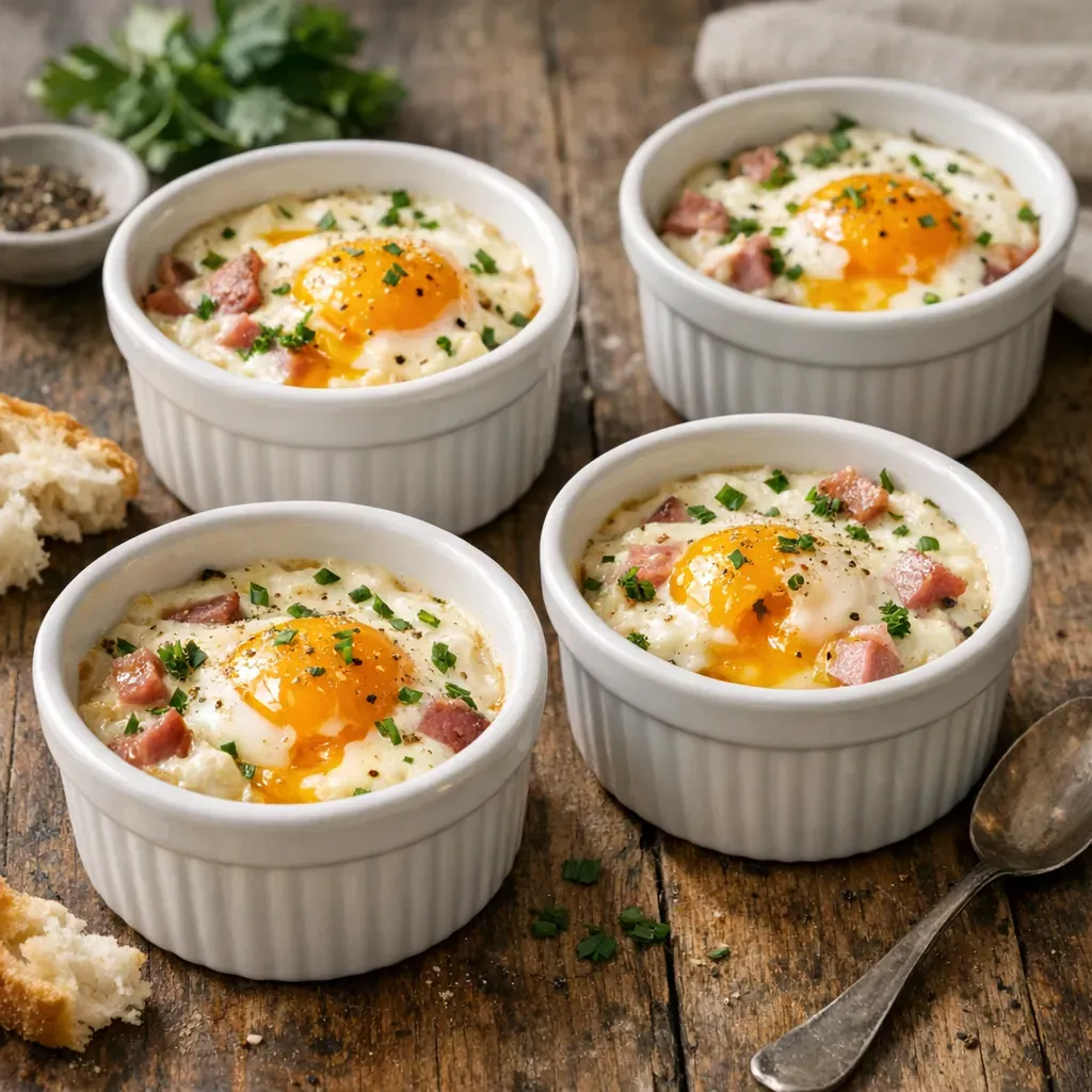 Les recettes d’œufs Cocotte : Jambon, crème et cuisson facile